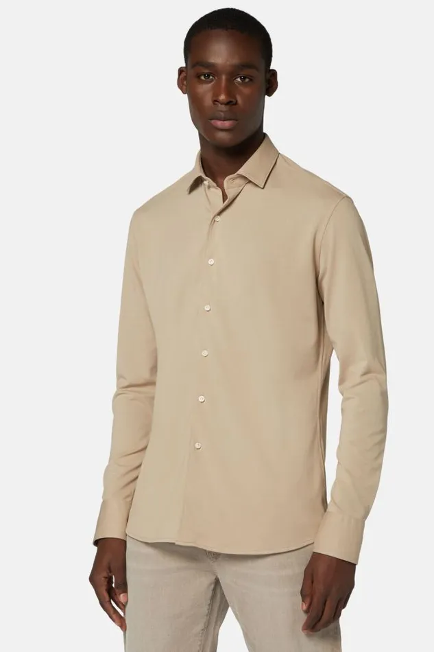 Polo Shirts Men Boggi Milano Regular Fit Performance Pique Polo Shirt Beige