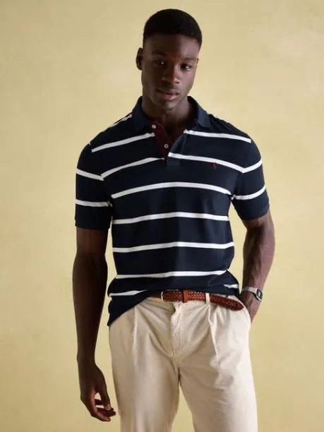 Polo Shirts Men Joules Navy and White Striped Polo Shirt