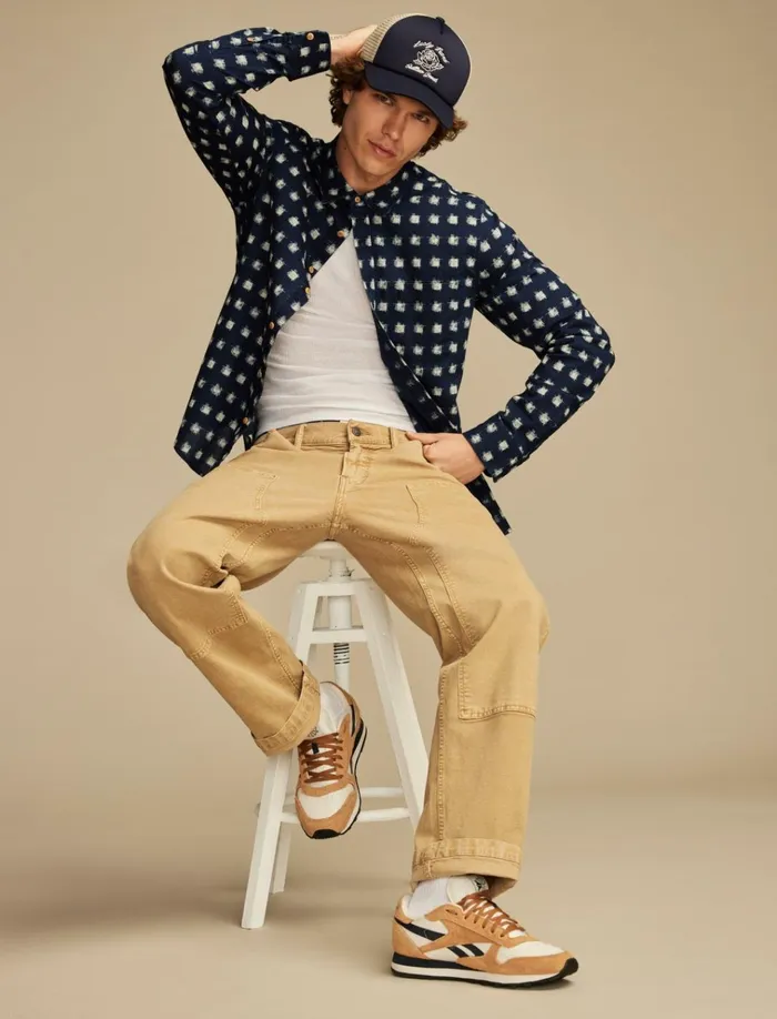Printed 1 Pocket Long Sleeve Shirt Indigo Multi Men Lucky Brand Shirts and Tops