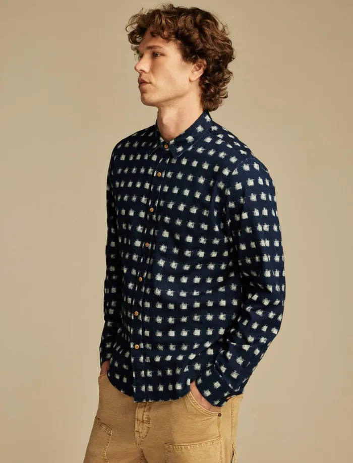 Printed 1 Pocket Long Sleeve Shirt Indigo Multi Men Lucky Brand Shirts and Tops