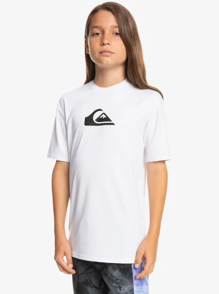 Quiksilver 816 Solid Streak Short Sleeve UPF 50 Surf TShirt White Boys Rashguards