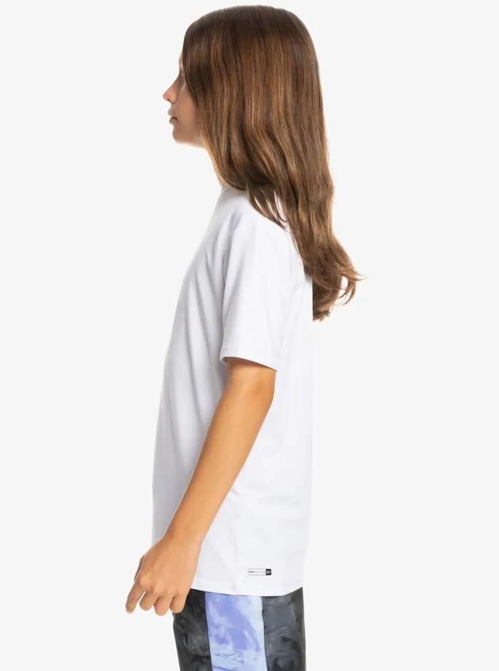 Quiksilver 816 Solid Streak Short Sleeve UPF 50 Surf TShirt White Boys Rashguards