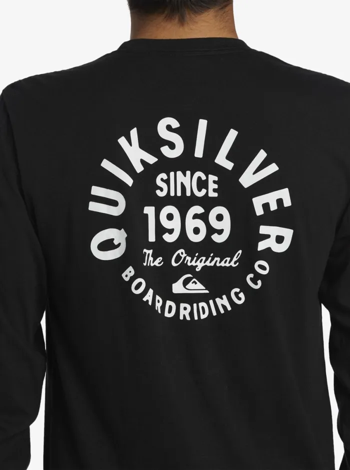 Quiksilver Circled Script Long Sleeve TShirt Black Mens Tees Quiksilver Circled Script Long Sleeve TShirt Black Mens Tees
