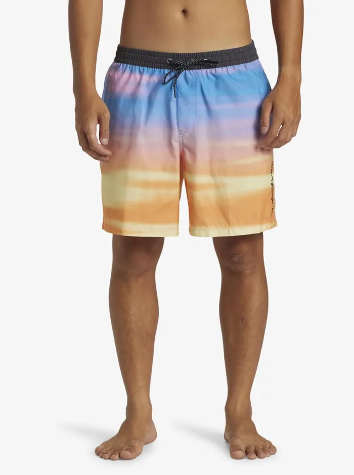 Quiksilver Everyday Fade Volley 17034 Elastic Waist Shorts Swedish Blue Mens Elastic Waist