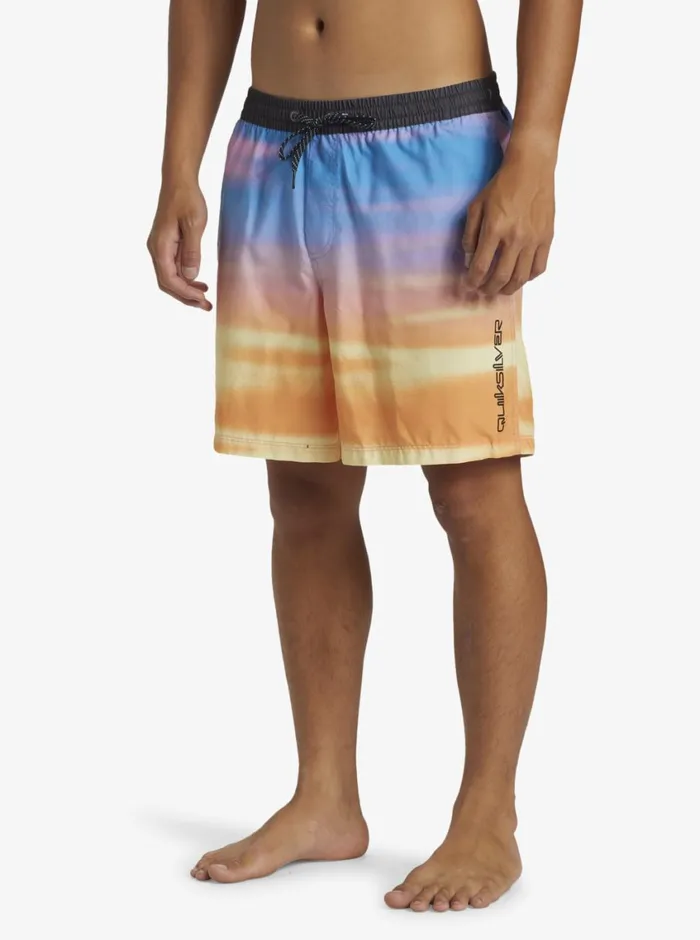 Quiksilver Everyday Fade Volley 17034 Elastic Waist Shorts Swedish Blue Mens Elastic Waist