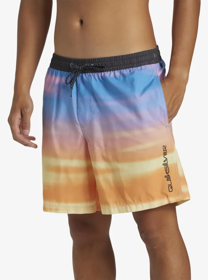 Quiksilver Everyday Fade Volley 17034 Elastic Waist Shorts Swedish Blue Mens Elastic Waist