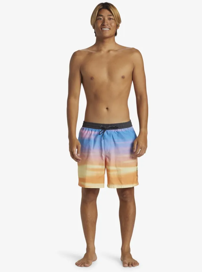 Quiksilver Everyday Fade Volley 17034 Elastic Waist Shorts Swedish Blue Mens Elastic Waist
