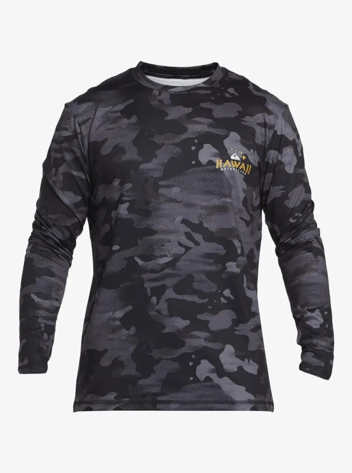 Quiksilver Hi Royalty Surf Long Sleeve UPF 50 Surf TShirt Hi Camo Black Mens Rashguards