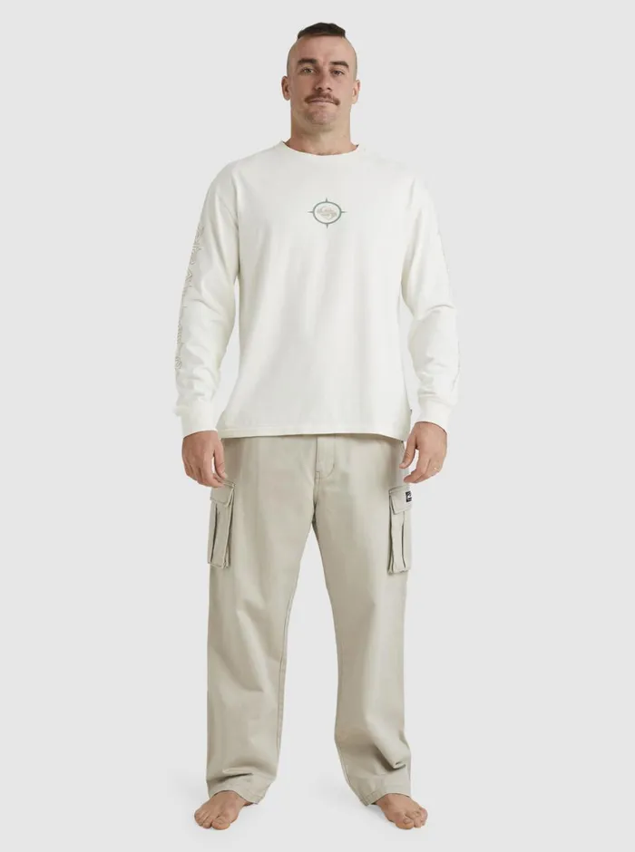 Quiksilver Off Grid Long Sleeve TShirt Snow White Mens Tees Quiksilver Off Grid Long Sleeve TShirt Snow White Mens Tees