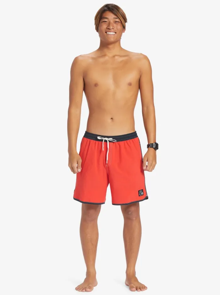 Quiksilver Original Scallop 17034 Volleys High Risk Red Mens Elastic Waist