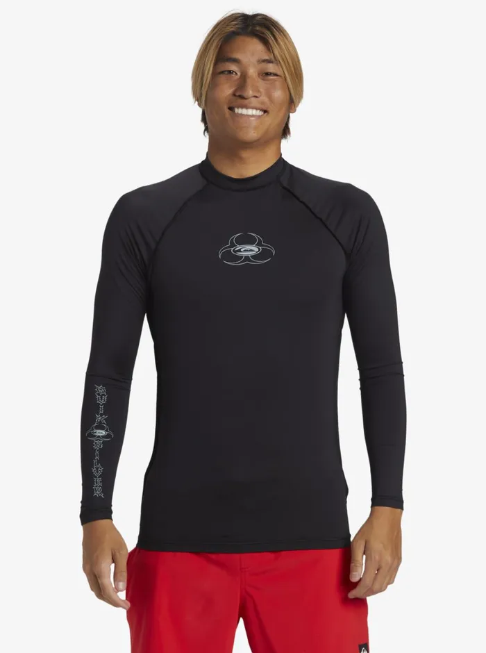 Quiksilver Saturn UPF50 Long Sleeve Surf Tee Black Mens Rashguards Quiksilver Saturn UPF50 Long Sleeve Surf Tee Black Mens Rashguards
