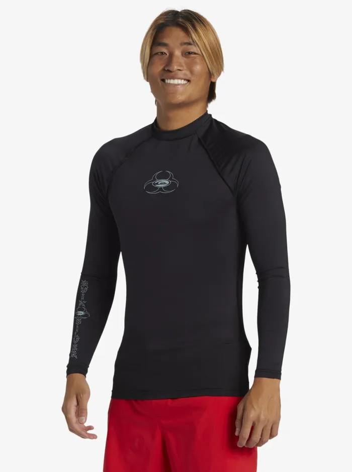 Quiksilver Saturn UPF50 Long Sleeve Surf Tee Black Mens Rashguards Quiksilver Saturn UPF50 Long Sleeve Surf Tee Black Mens Rashguards