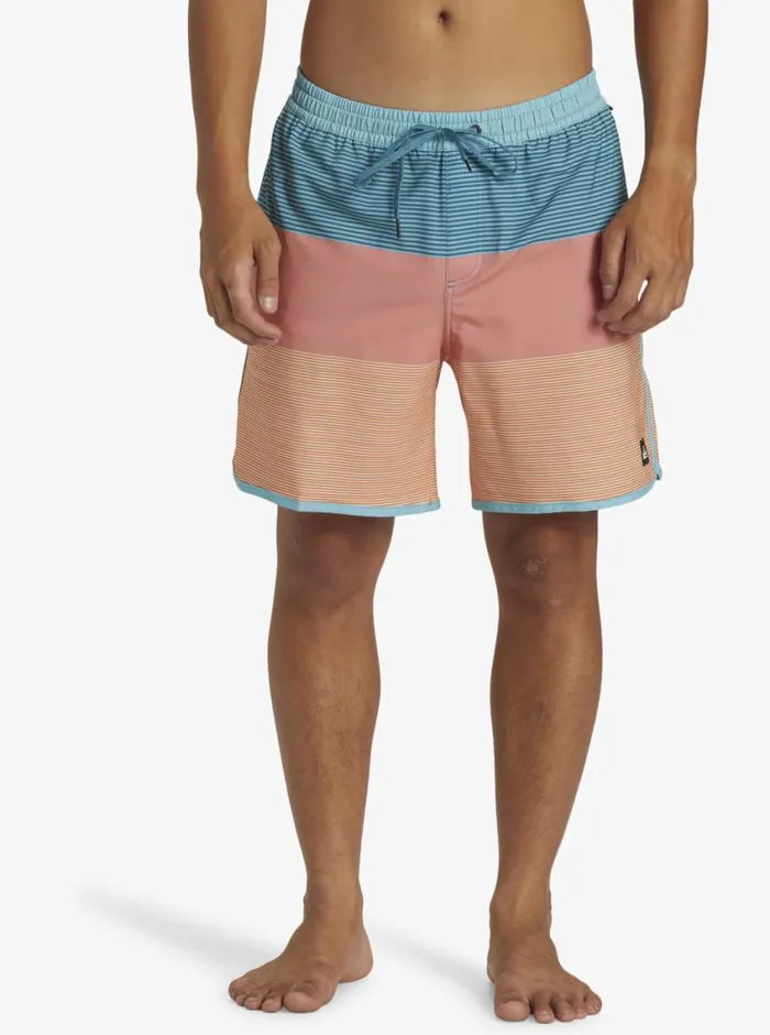 Quiksilver Surfsilk Tijuana Volley 17034 Elastic Waist Shorts Canyon Clay Mens Elastic Waist