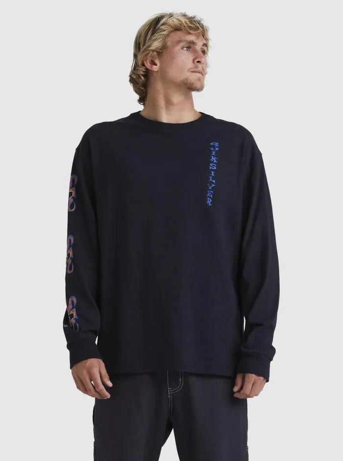 Quiksilver Trident Long Sleeve TShirt Black Mens Tees Quiksilver Trident Long Sleeve TShirt Black Mens Tees