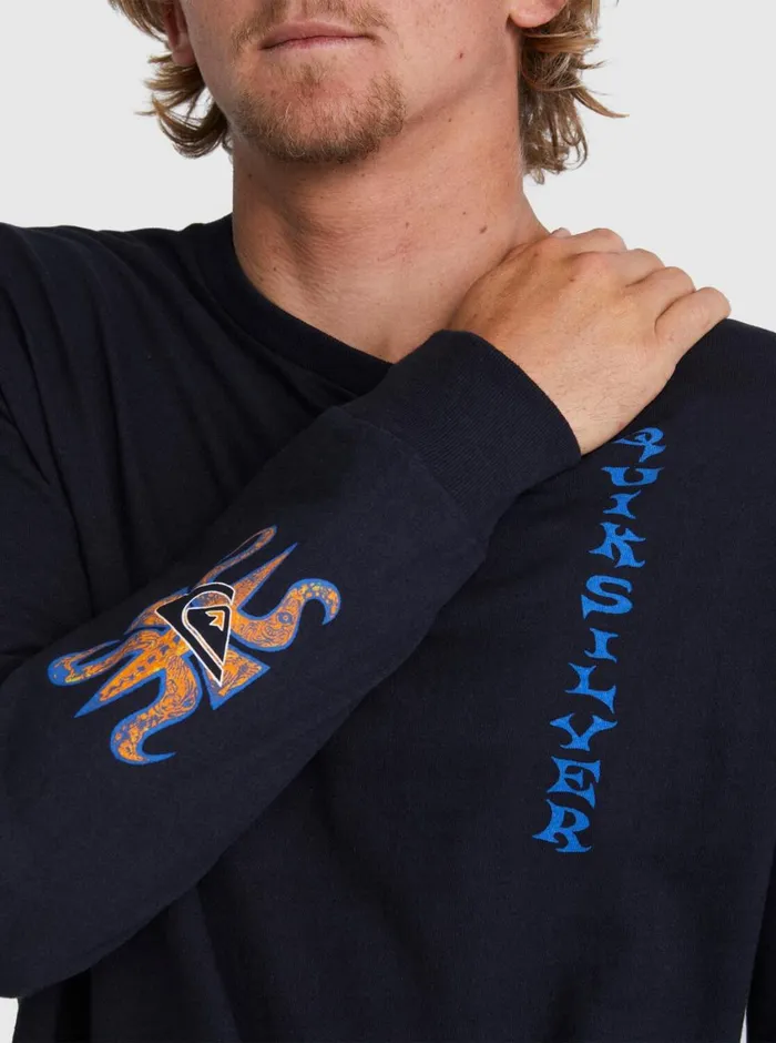 Quiksilver Trident Long Sleeve TShirt Black Mens Tees Quiksilver Trident Long Sleeve TShirt Black Mens Tees