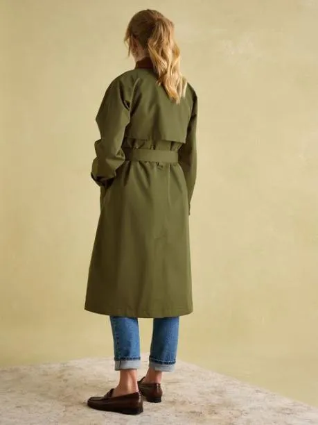 Raincoats Women Joules Green Waterproof Belted Trench Coat