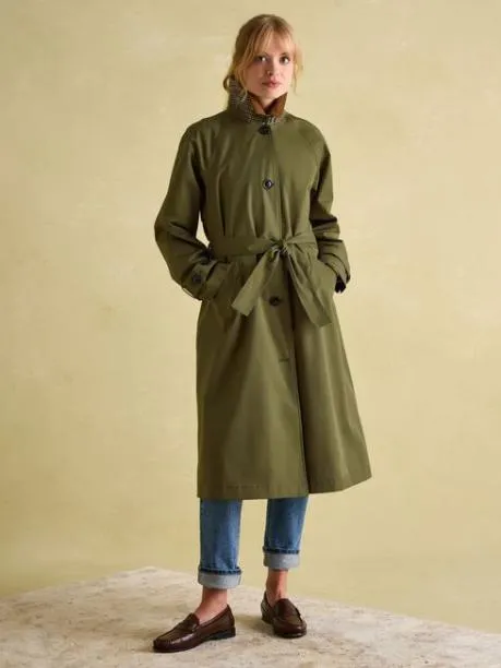 Raincoats Women Joules Green Waterproof Belted Trench Coat
