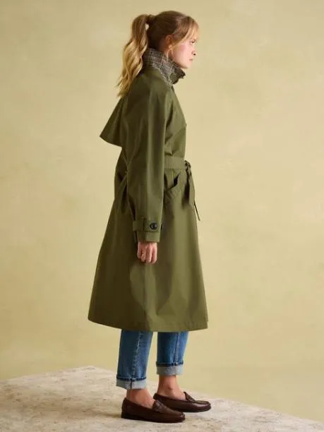 Raincoats Women Joules Green Waterproof Belted Trench Coat