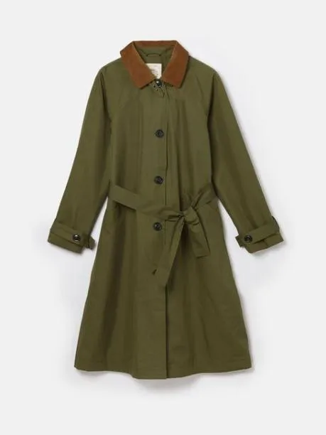 Raincoats Women Joules Green Waterproof Belted Trench Coat