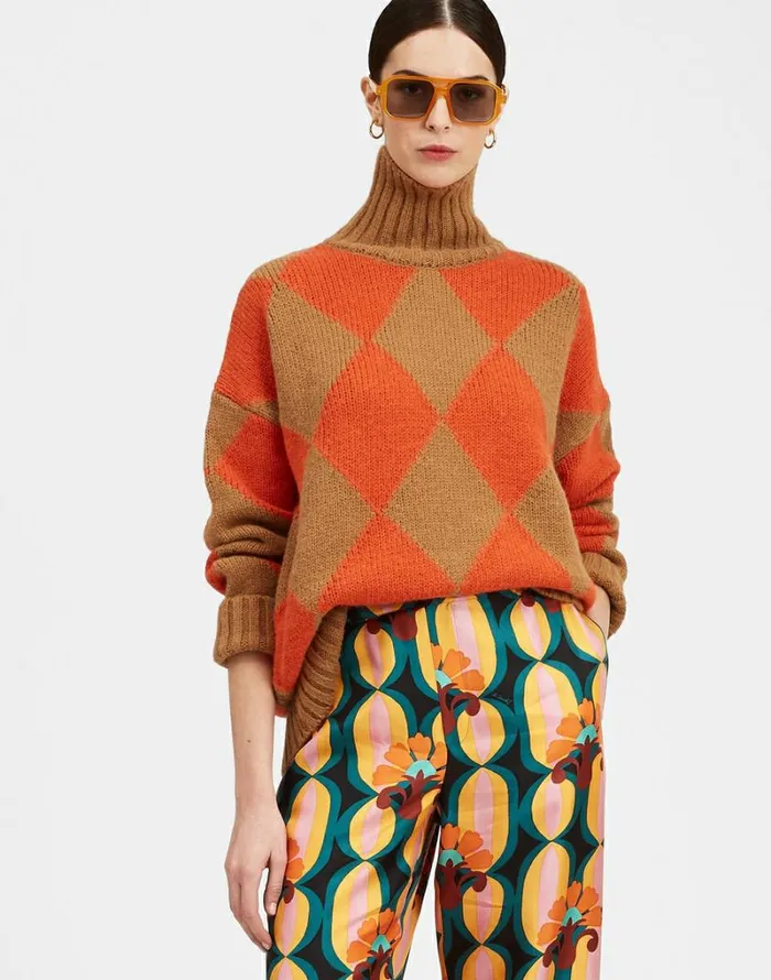 Ready To Wear Knitwear La Double J Argyle Sweater Camelorange