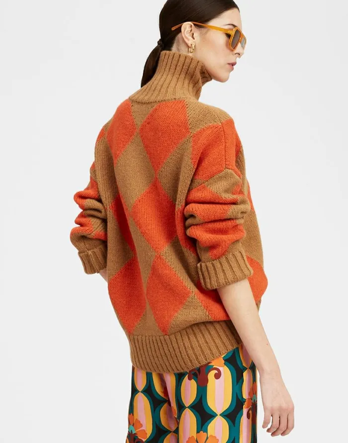 Ready To Wear Knitwear La Double J Argyle Sweater Camelorange