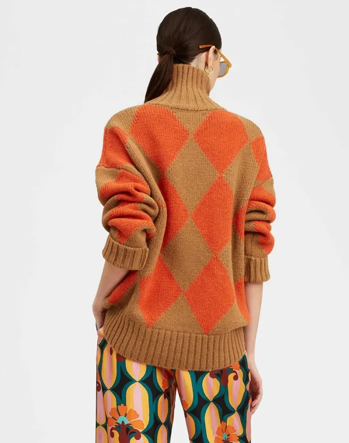Ready To Wear Knitwear La Double J Argyle Sweater Camelorange