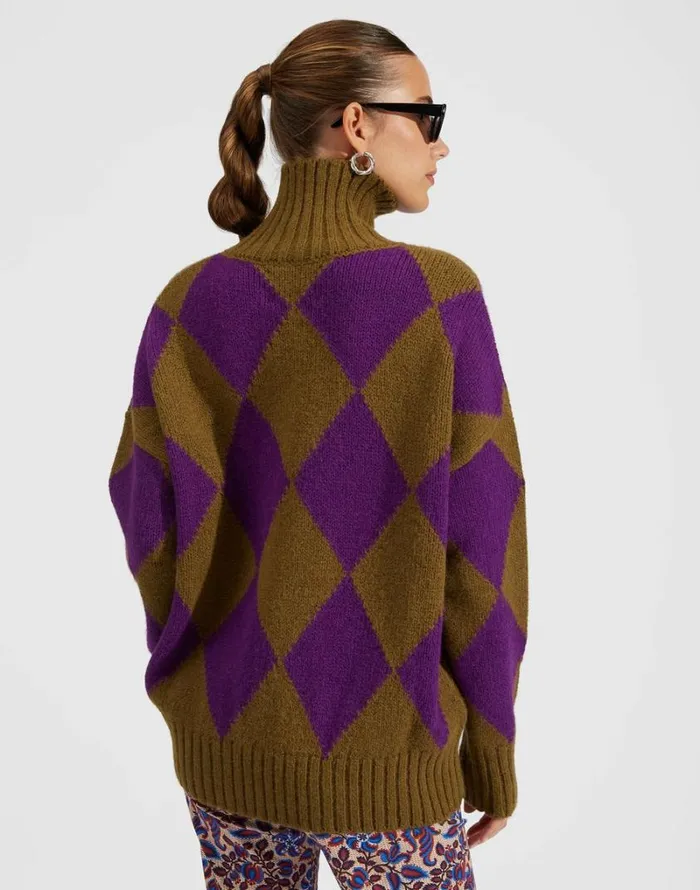 Ready To Wear Knitwear La Double J Argyle Sweater Greenpurple Ready To Wear Knitwear La Double J Argyle Sweater Greenpurple