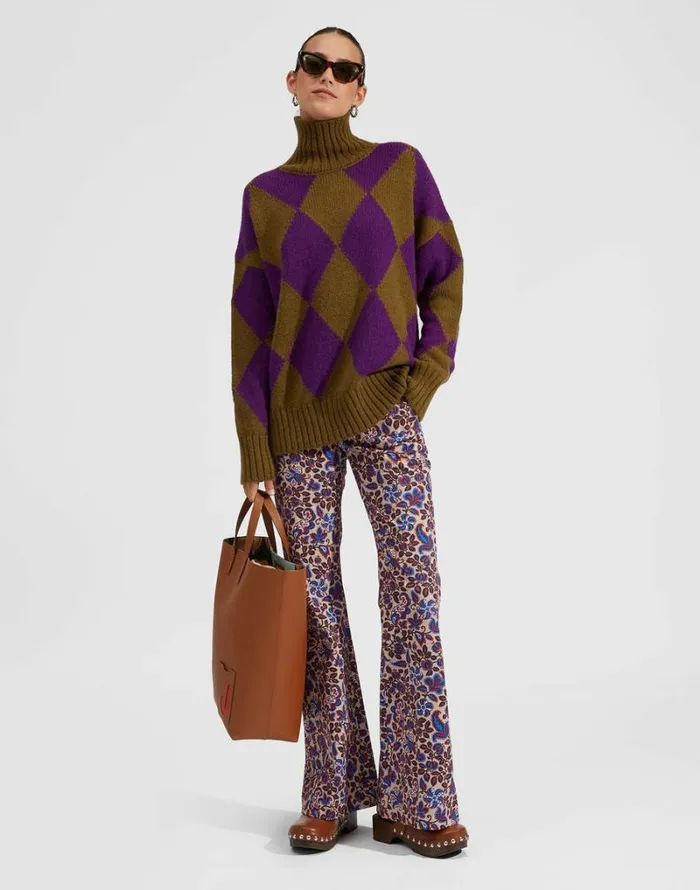 Ready To Wear Knitwear La Double J Argyle Sweater Greenpurple Ready To Wear Knitwear La Double J Argyle Sweater Greenpurple