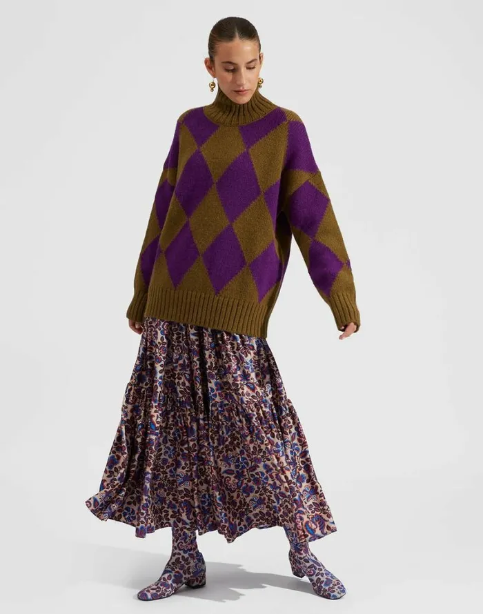 Ready To Wear Knitwear La Double J Argyle Sweater Greenpurple Ready To Wear Knitwear La Double J Argyle Sweater Greenpurple