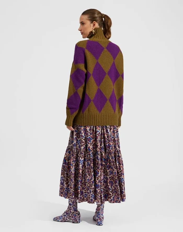 Ready To Wear Knitwear La Double J Argyle Sweater Greenpurple Ready To Wear Knitwear La Double J Argyle Sweater Greenpurple
