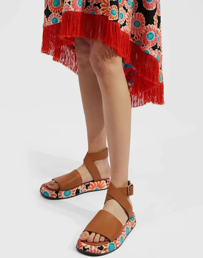 Ready To Wear Shoes La Double J Chunky Sandals Crazy Daisy Black