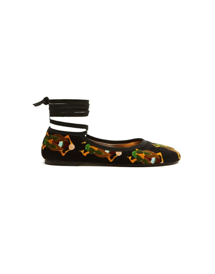Ready To Wear Shoes La Double J Winter Ballerina Flats Scarab Black