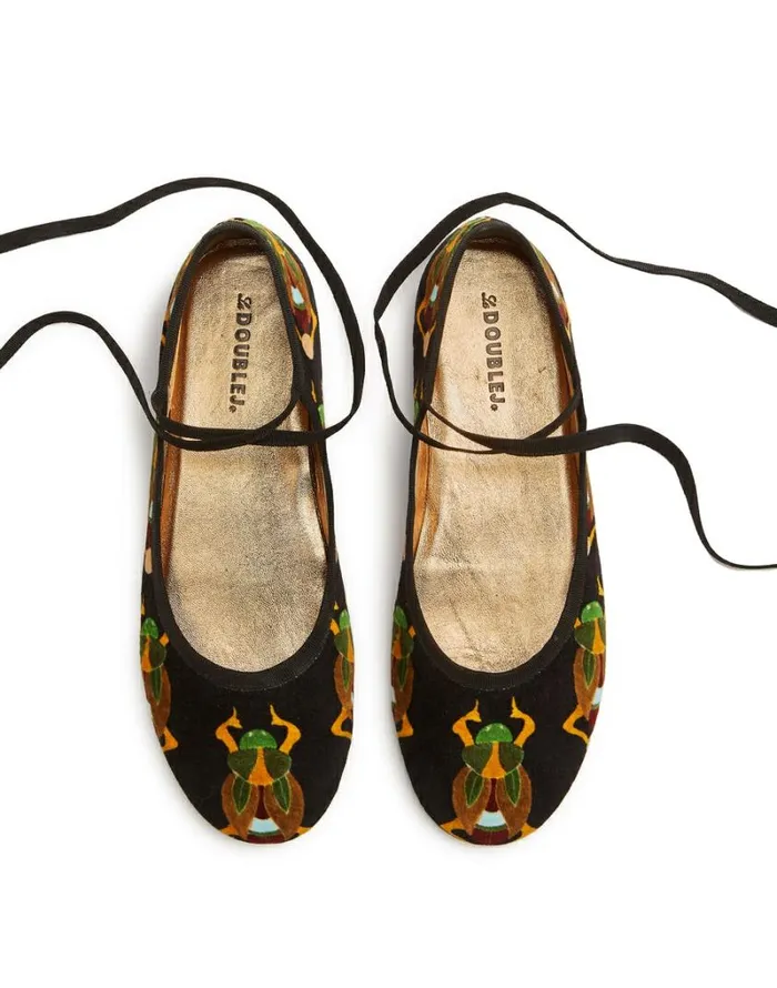 Ready To Wear Shoes La Double J Winter Ballerina Flats Scarab Black Ready To Wear Shoes La Double J Winter Ballerina Flats Scarab Black