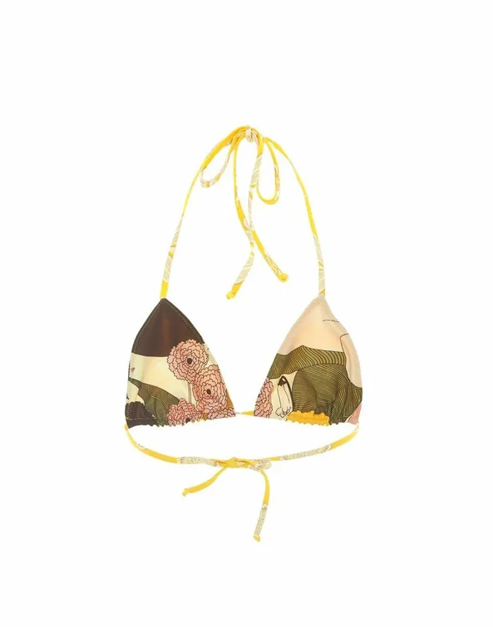 Ready To Wear Swimwear La Double J Triangle Bikini Top Pineapple Sunflower Ready To Wear Swimwear La Double J Triangle Bikini Top Pineapple Sunflower