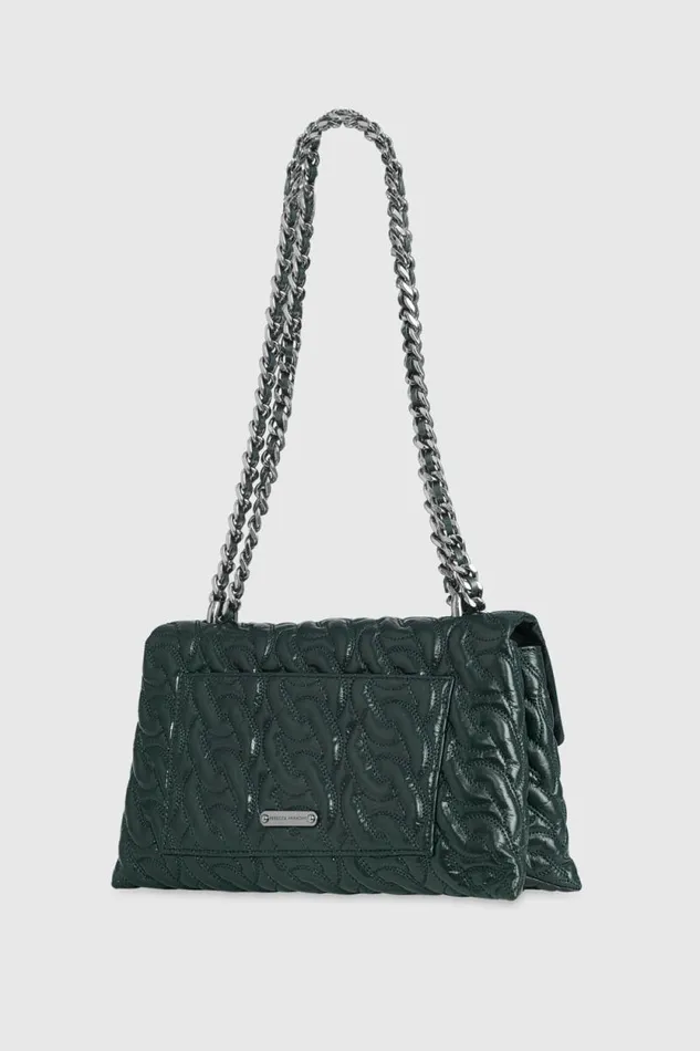 Rebecca Minkoff Crossbody Bags Double Gusset Crossbody With Chain Quilt Deep Jadegunmetal 8211 Handbags