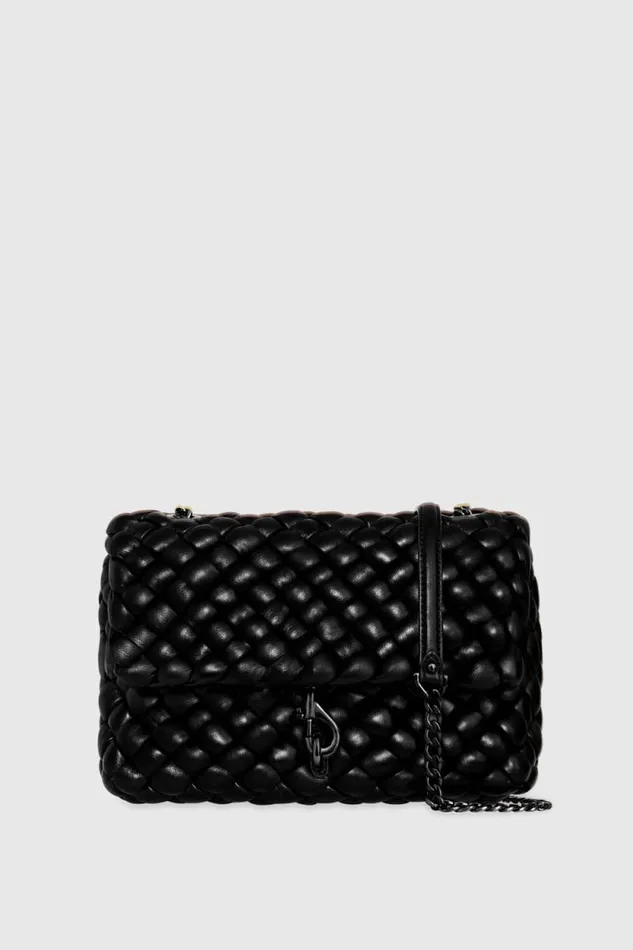 Rebecca Minkoff Shoulder Bags Edie Woven Shoulder Bag Blackblack Shellac 8211 Handbags Rebecca Minkoff Shoulder Bags Edie Woven Shoulder Bag Blackblack Shellac 8211 Handbags