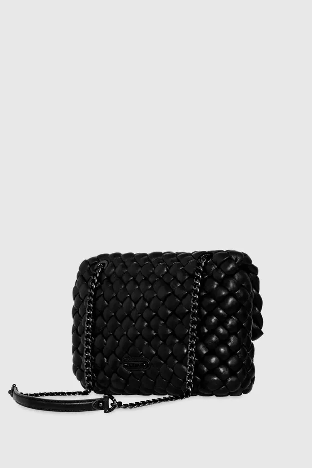 Rebecca Minkoff Shoulder Bags Edie Woven Shoulder Bag Blackblack Shellac 8211 Handbags