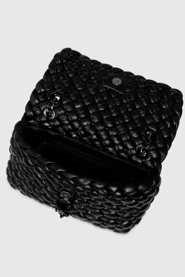 Rebecca Minkoff Shoulder Bags Edie Woven Shoulder Bag Blackblack Shellac 8211 Handbags