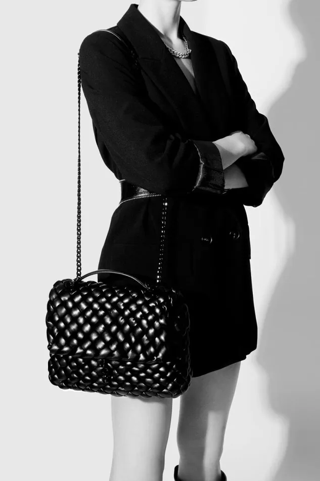 Rebecca Minkoff Shoulder Bags Edie Woven Shoulder Bag Blackblack Shellac 8211 Handbags
