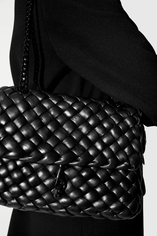 Rebecca Minkoff Shoulder Bags Edie Woven Shoulder Bag Blackblack Shellac 8211 Handbags