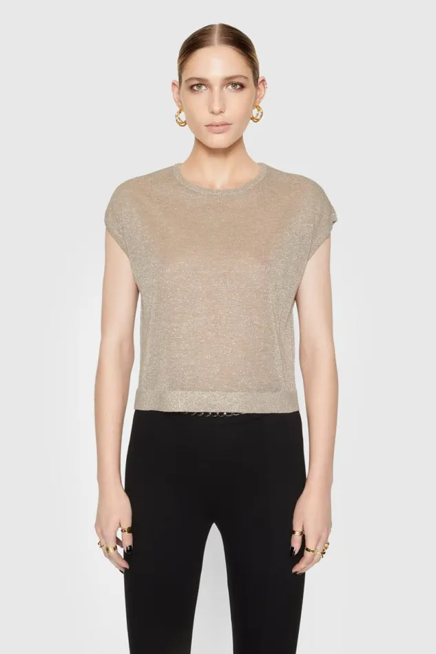 Rebecca Minkoff Tops Scarlett Lurex Top Lurex Gold 8211 Clothing