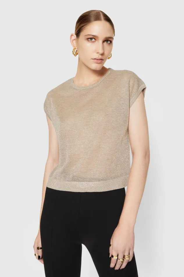 Rebecca Minkoff Tops Scarlett Lurex Top Lurex Gold 8211 Clothing