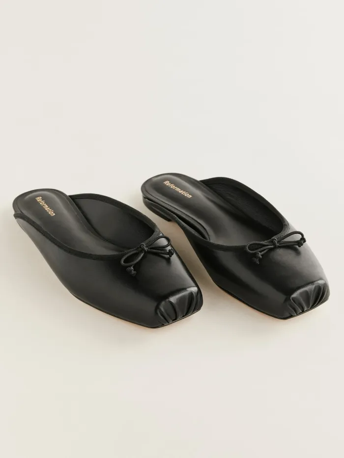 Reformation Ballet Flats Megan Flat Mule Black Leather 8211 Women Reformation Ballet Flats Megan Flat Mule Black Leather 8211 Women
