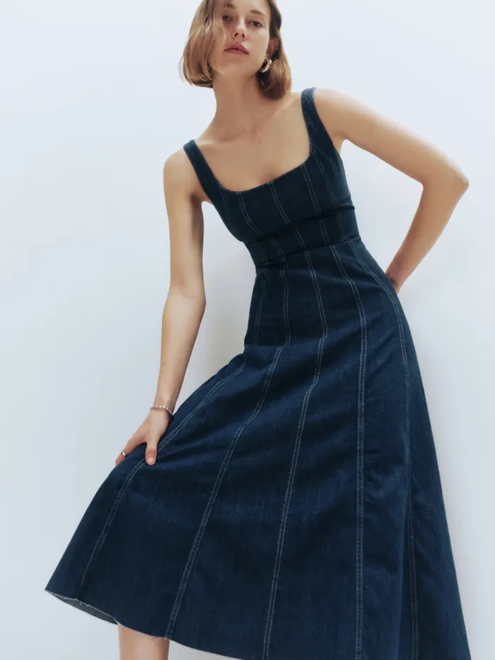 Reformation Dresses Amory Denim Midi Dress Caspian 8211 Women