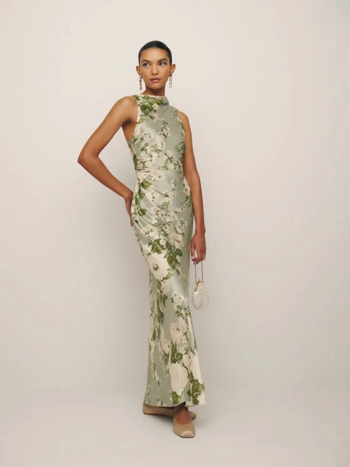 Reformation Dresses Anaiis Silk Dress Tarragon 8211 Women