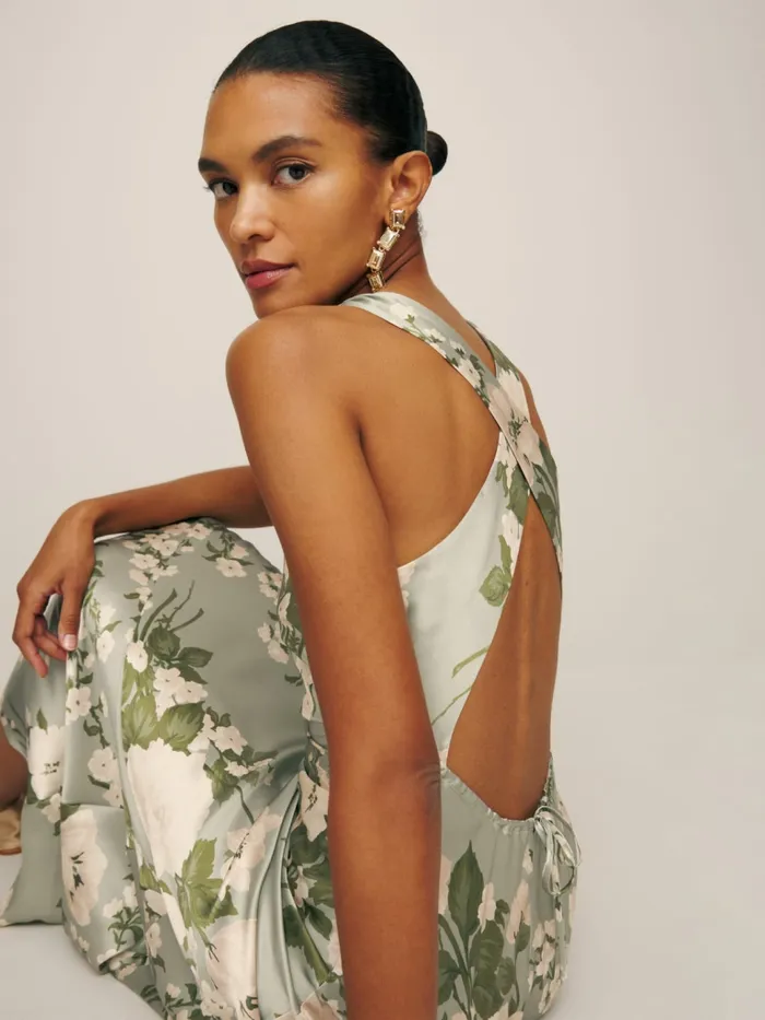 Reformation Dresses Anaiis Silk Dress Tarragon 8211 Women Reformation Dresses Anaiis Silk Dress Tarragon 8211 Women