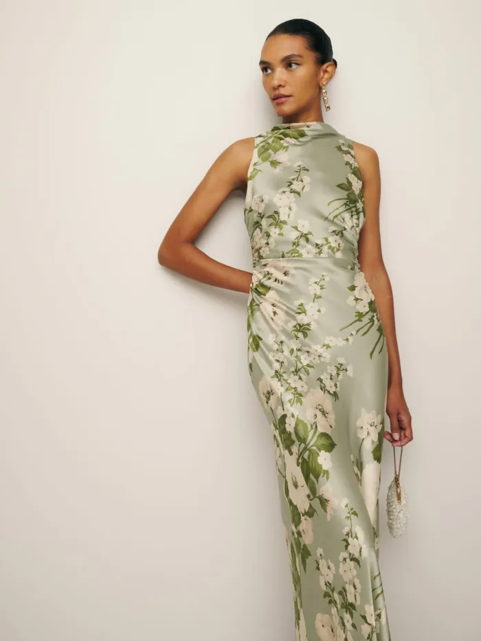 Reformation Dresses Anaiis Silk Dress Tarragon 8211 Women Reformation Dresses Anaiis Silk Dress Tarragon 8211 Women