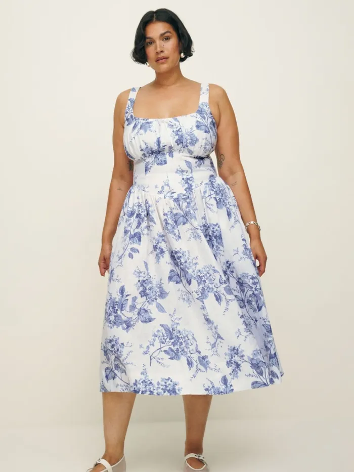 Reformation Dresses Balia Linen Dress Es Lupine 8211 Women