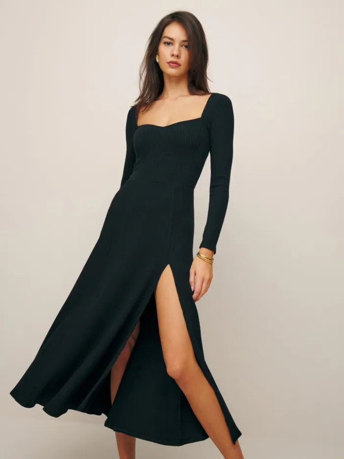 Reformation Dresses Banks Knit Dress Black 8211 Women