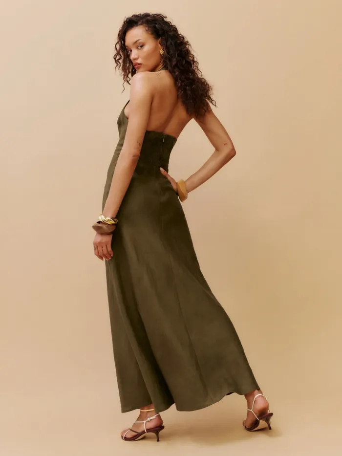 Reformation Dresses Delilah Linen Dress Dark Olive 8211 Women Reformation Dresses Delilah Linen Dress Dark Olive 8211 Women